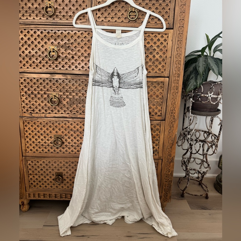 Magnolia Pearl Cream Maxi Dress with Black Bird Print
